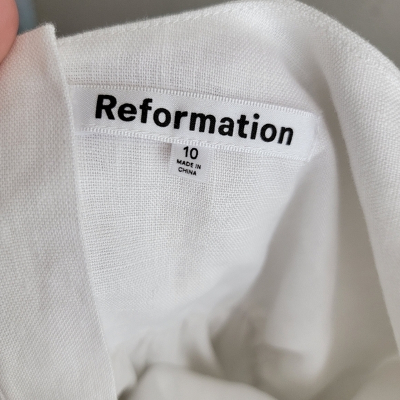 Reformation Bucatini Linen Dress in White size 10 - Picture 9 of 11